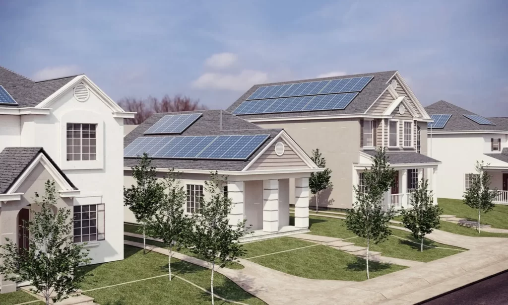 domy z panelami słonecznymi